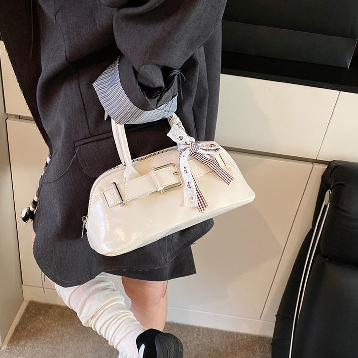 White Solid Two Handles Tote Bag