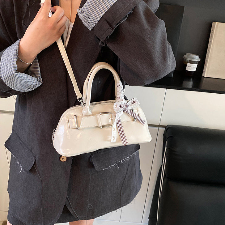 White Solid Two Handles Tote Bag