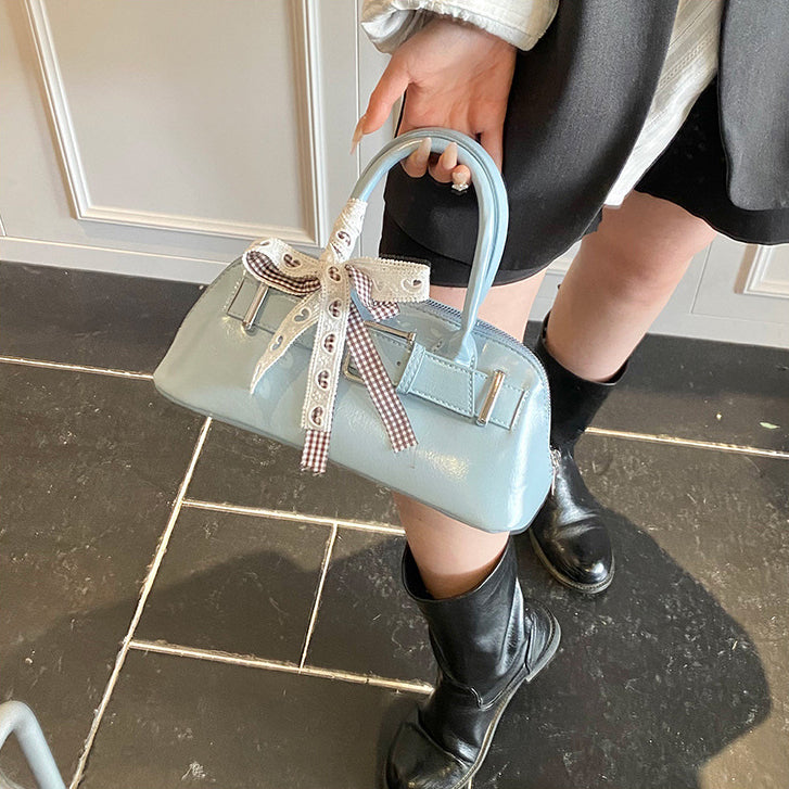 Blue Solid Two Handles Tote Bag