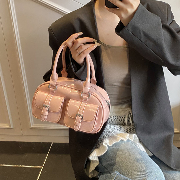 Pink Solid Two Handles Tote Bag