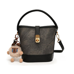 Black Solid Structured Shoulder Bag