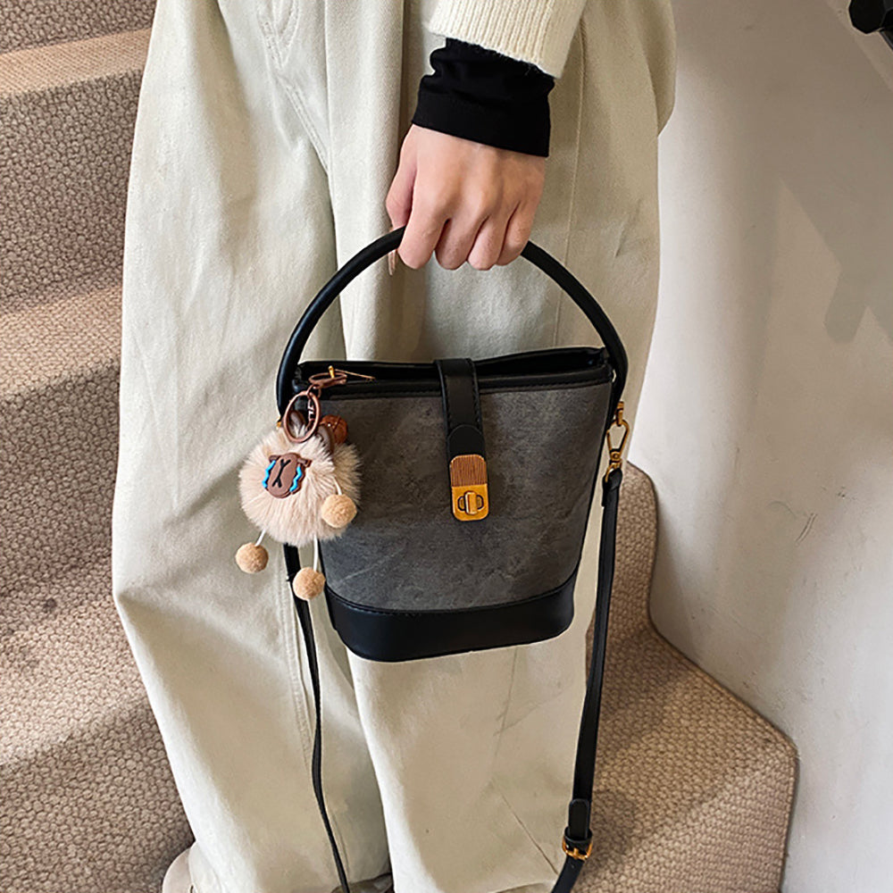 Black Solid Structured Shoulder Bag