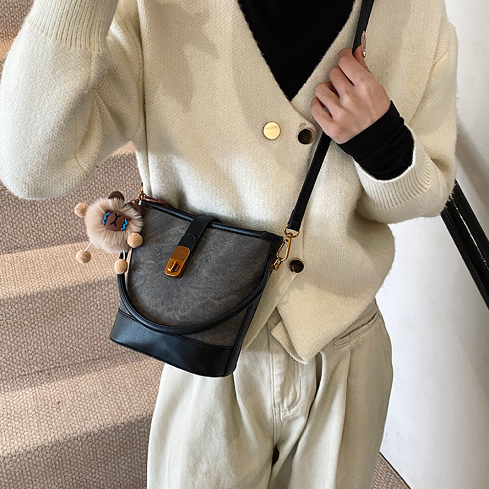 Black Solid Structured Shoulder Bag