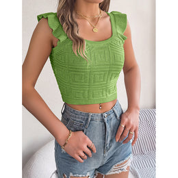 Green Scoop Neck Crop Top