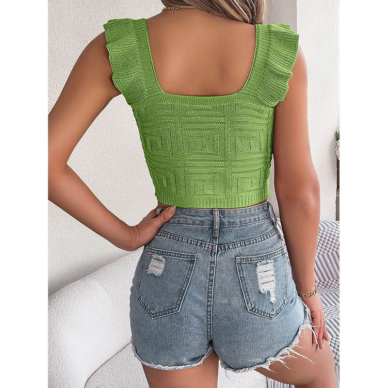 Green Scoop Neck Crop Top