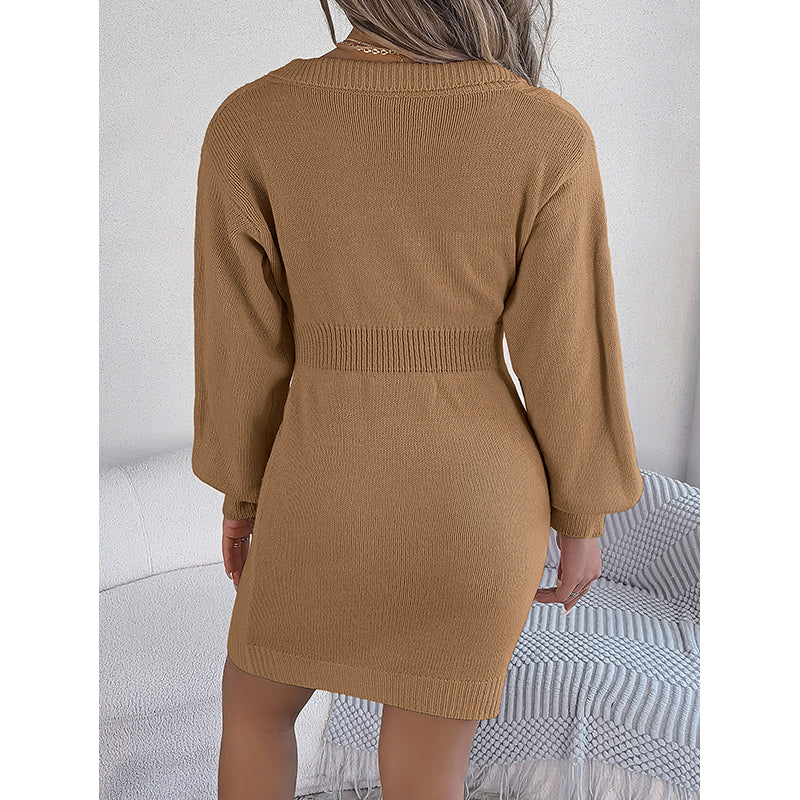 Self Designed Shirt Collar Bodycon Mini Dress