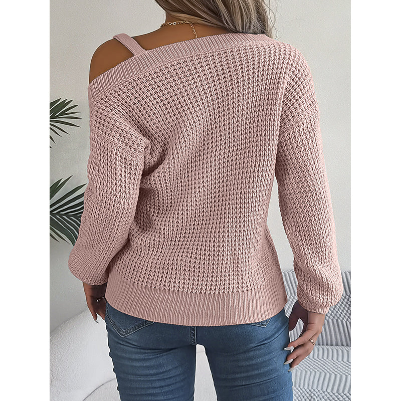 Pink Cable Knit Self Design Acrylic Pullover Sweater