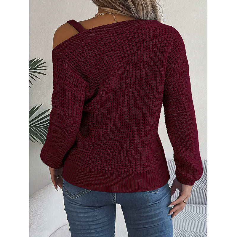 Maroon Cable Knit Belted Detail Acrylic Sweater