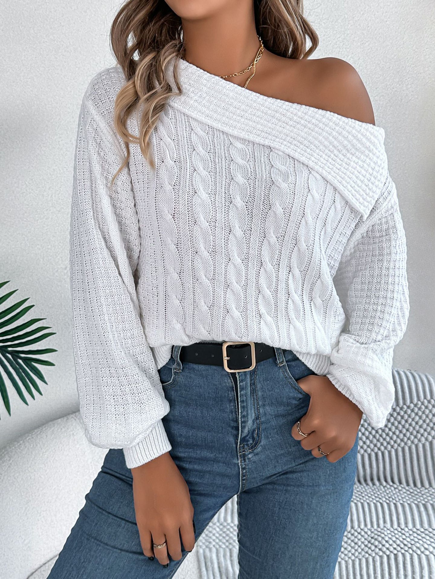 Women Cable Knit Pullover Sweater