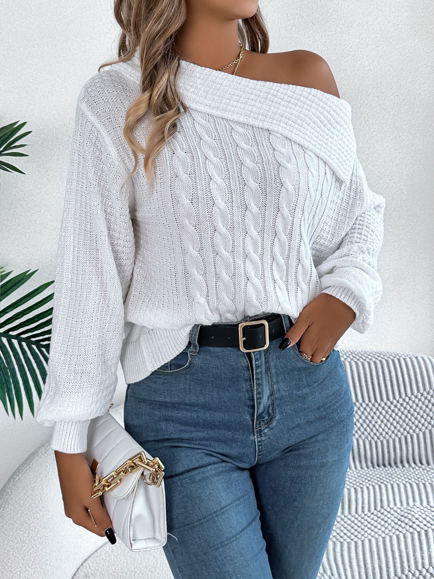 Women Cable Knit Pullover Sweater