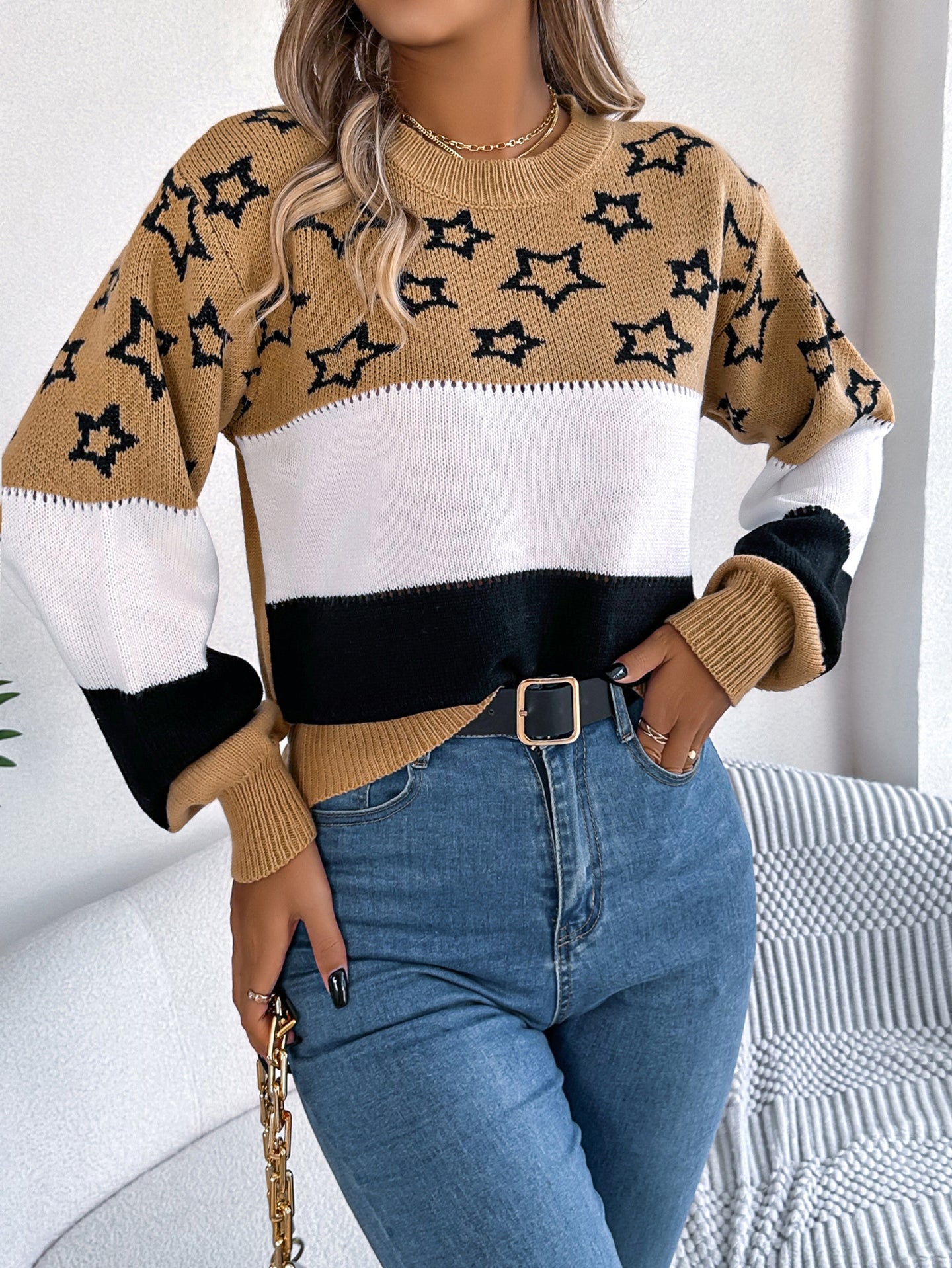 Women Colourblocked Pullover Sweater