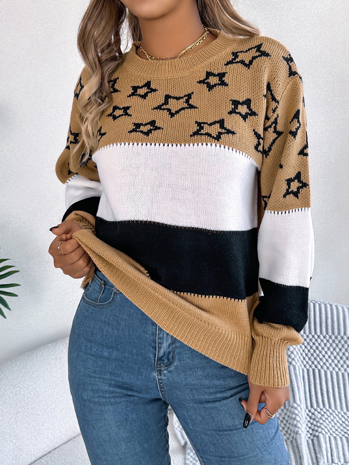 Women Colourblocked Pullover Sweater