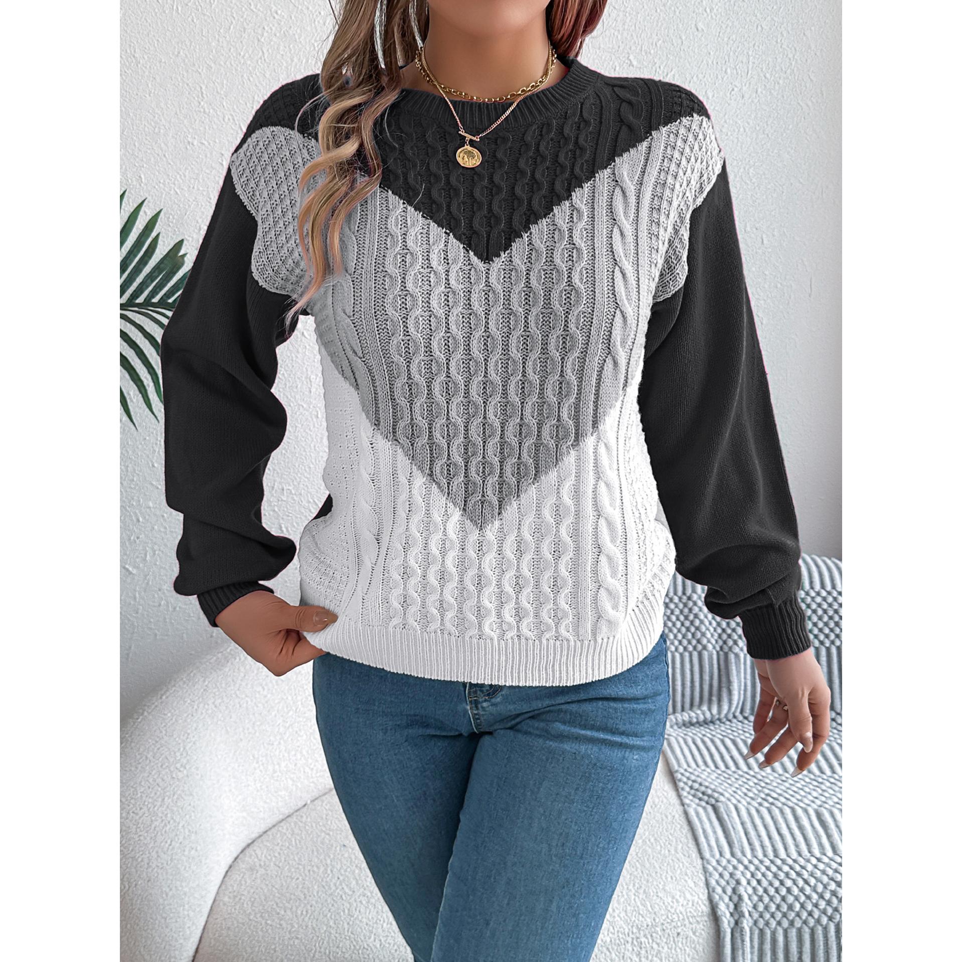 Women Colourblocked Round Neck Sweater