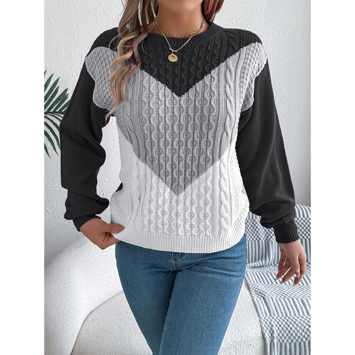 Women Colourblocked Round Neck Sweater