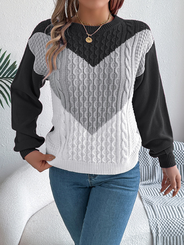 Women Colourblocked Round Neck Sweater