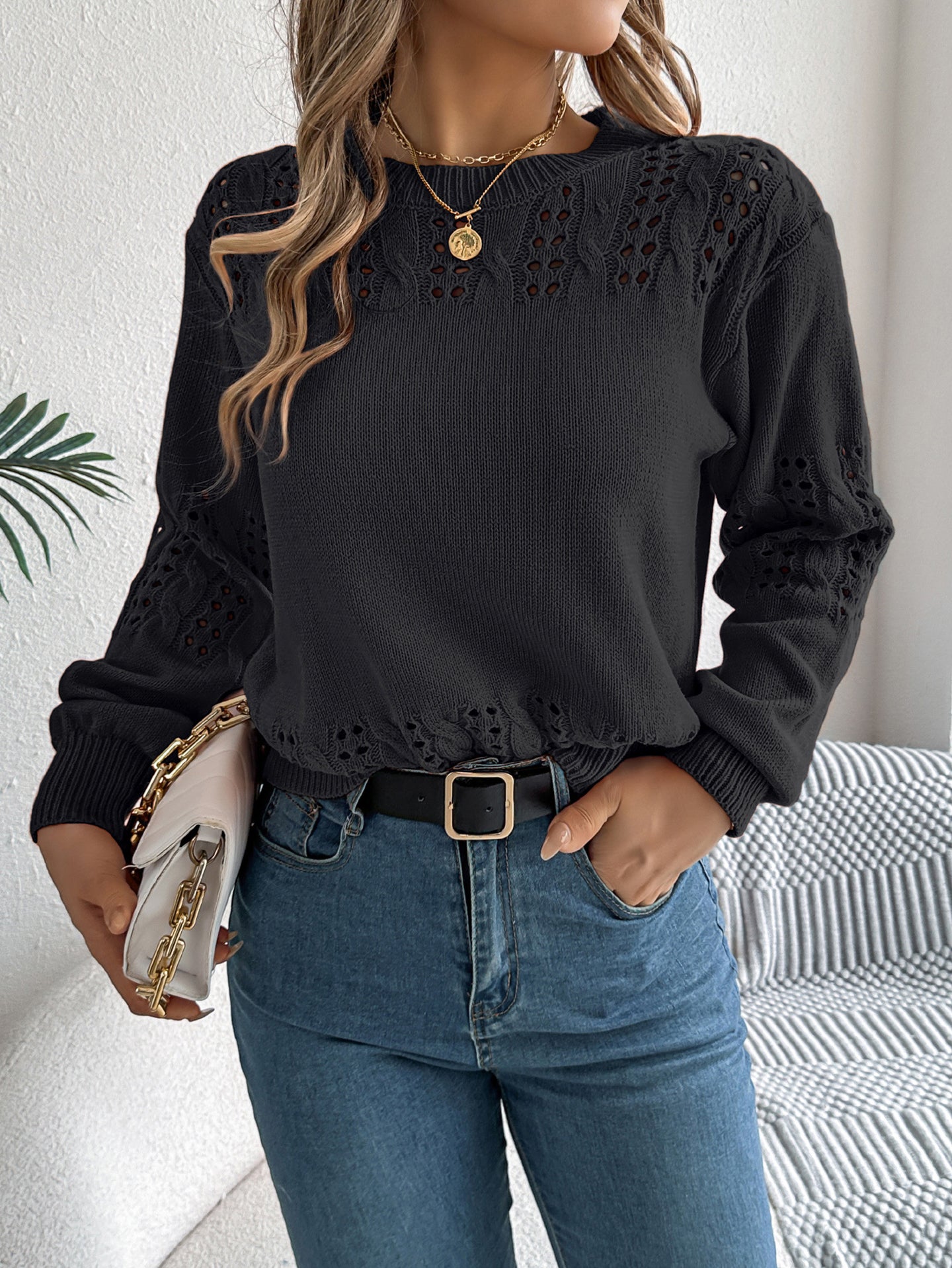 Women Round Neck Pullover Sweater
