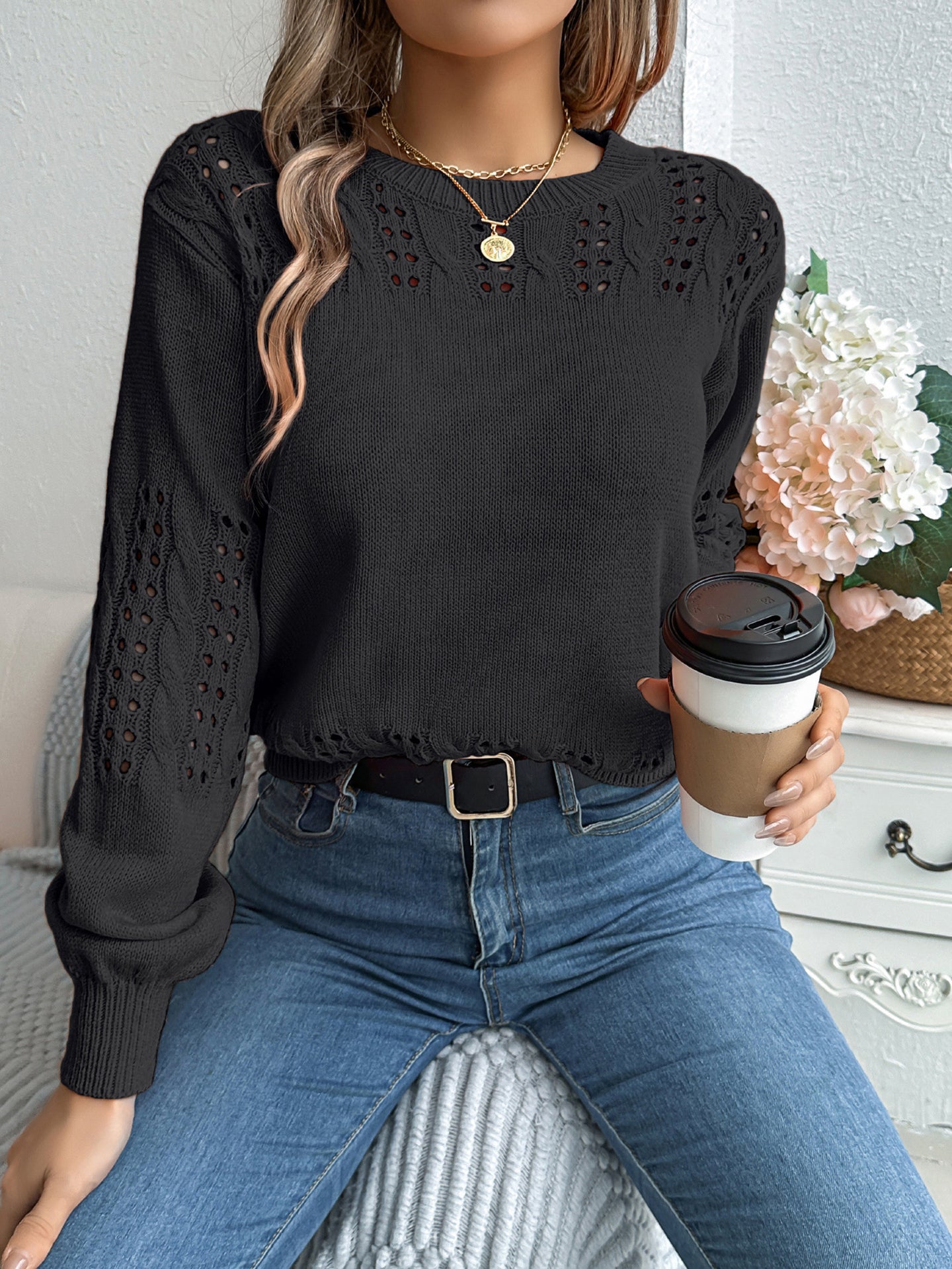 Women Round Neck Pullover Sweater