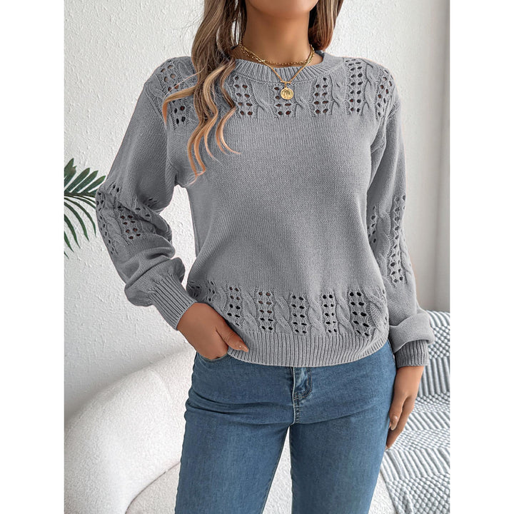 Women Round Neck Self Design Pullover