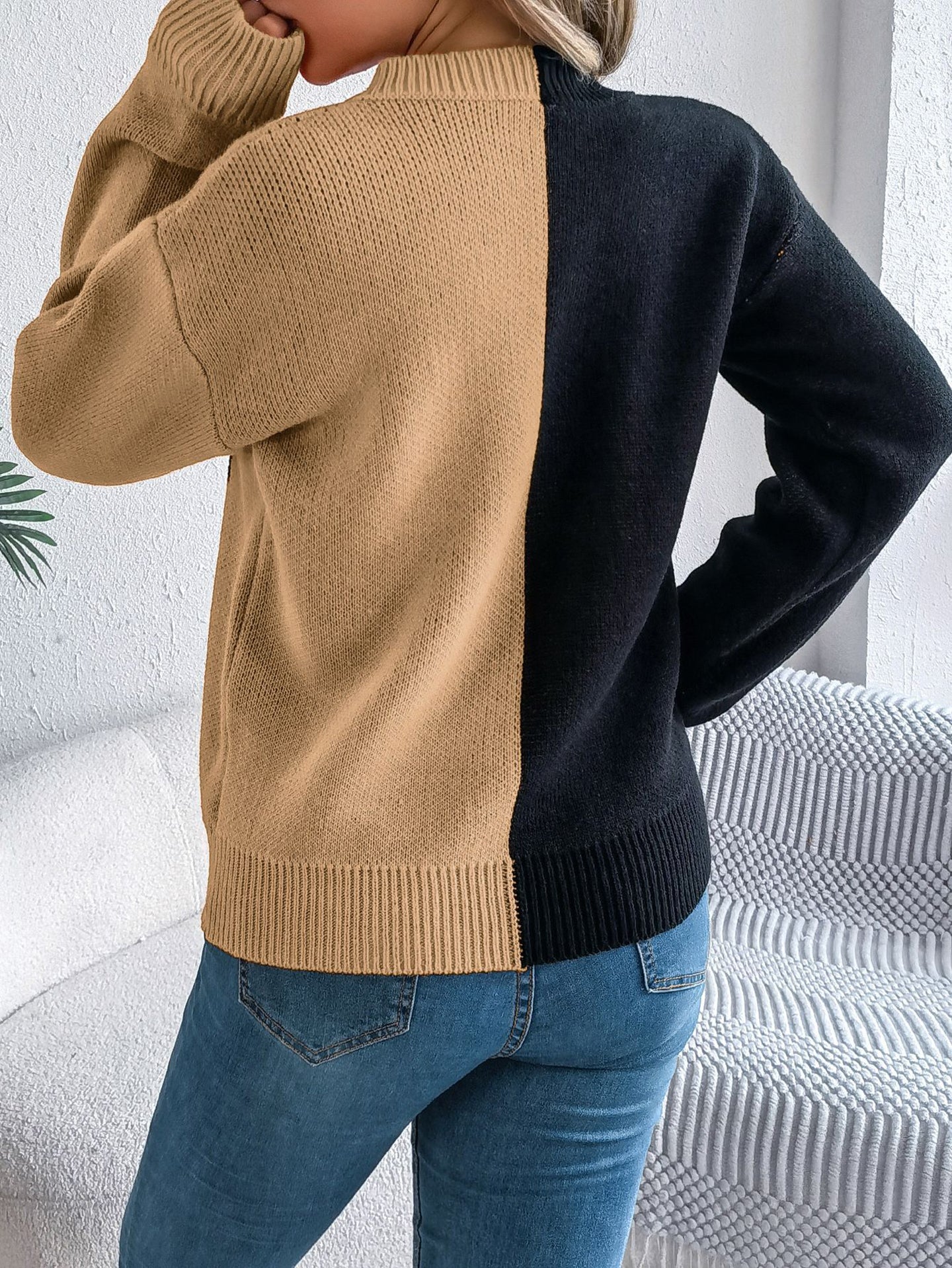 Women Colourblocked Round Neck Pullover