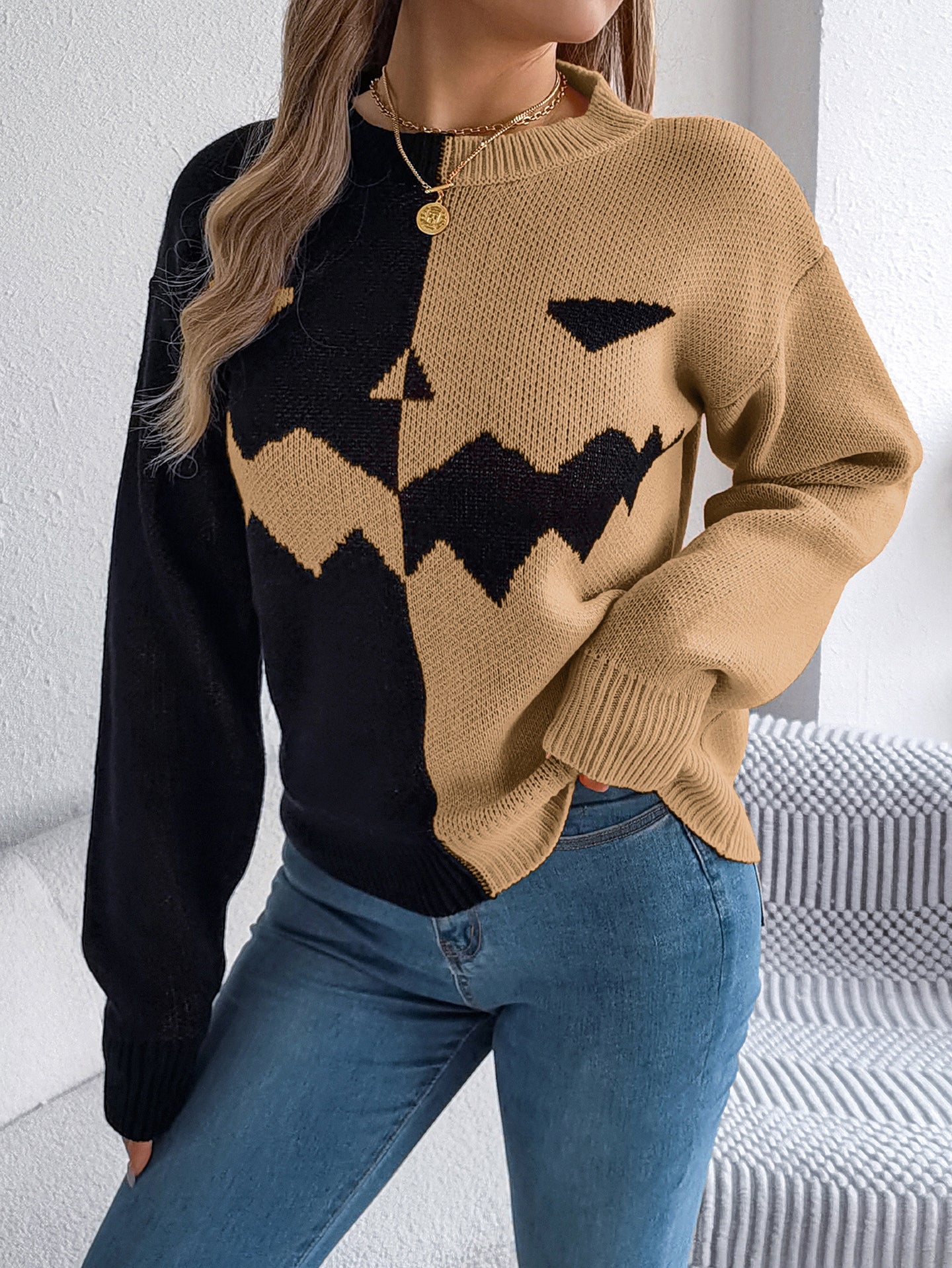 Women Colourblocked Round Neck Pullover