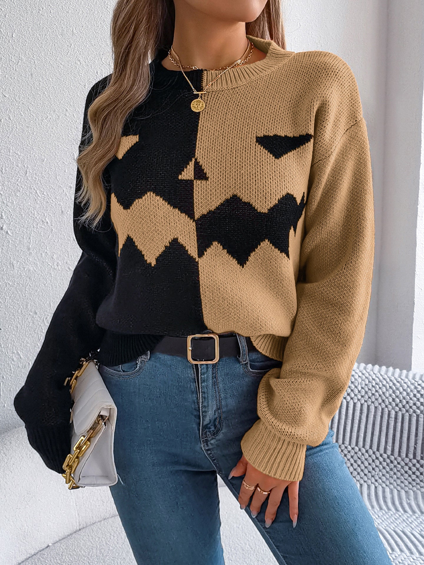 Women Colourblocked Round Neck Pullover
