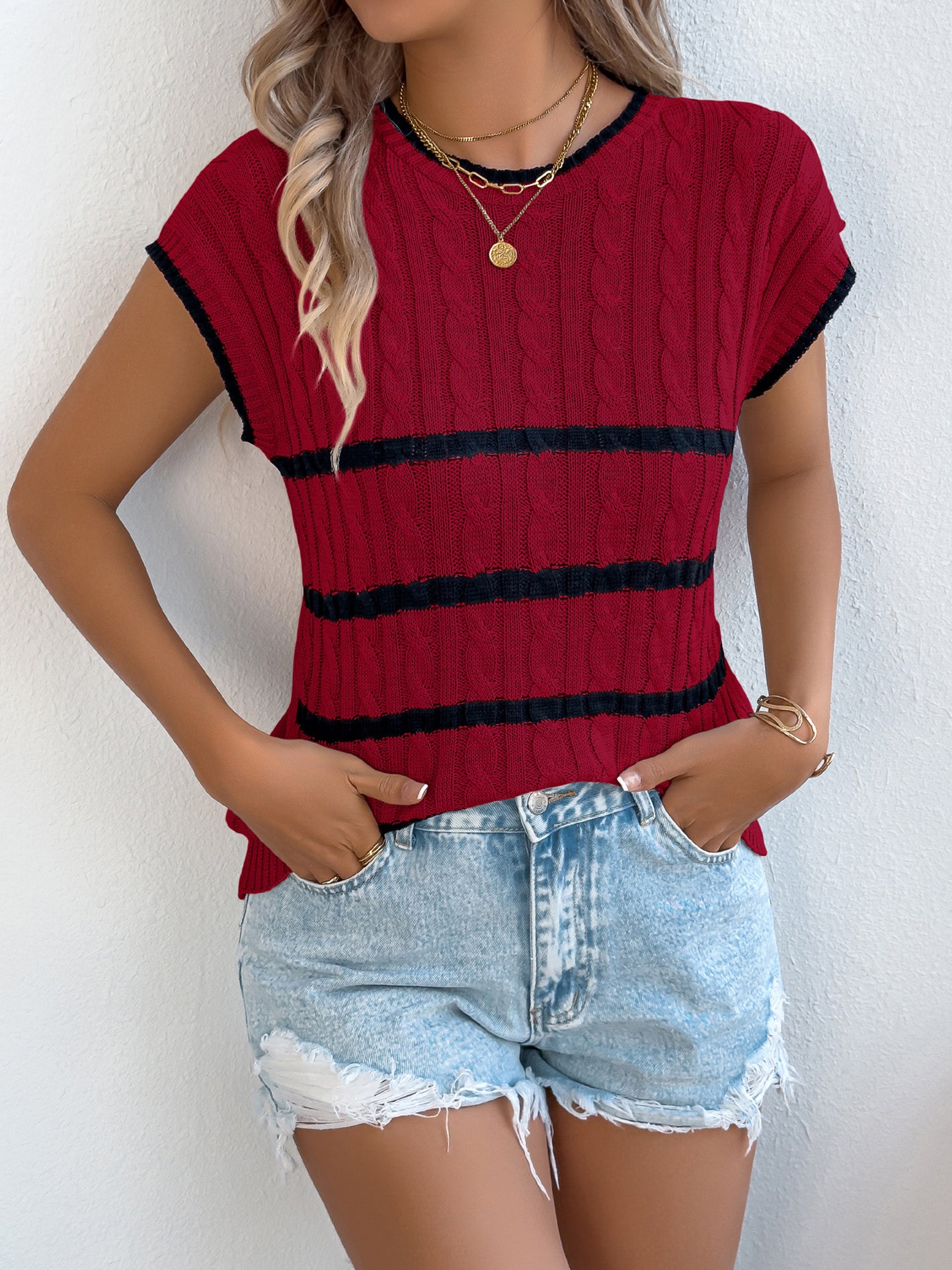 Self Design Striped Top