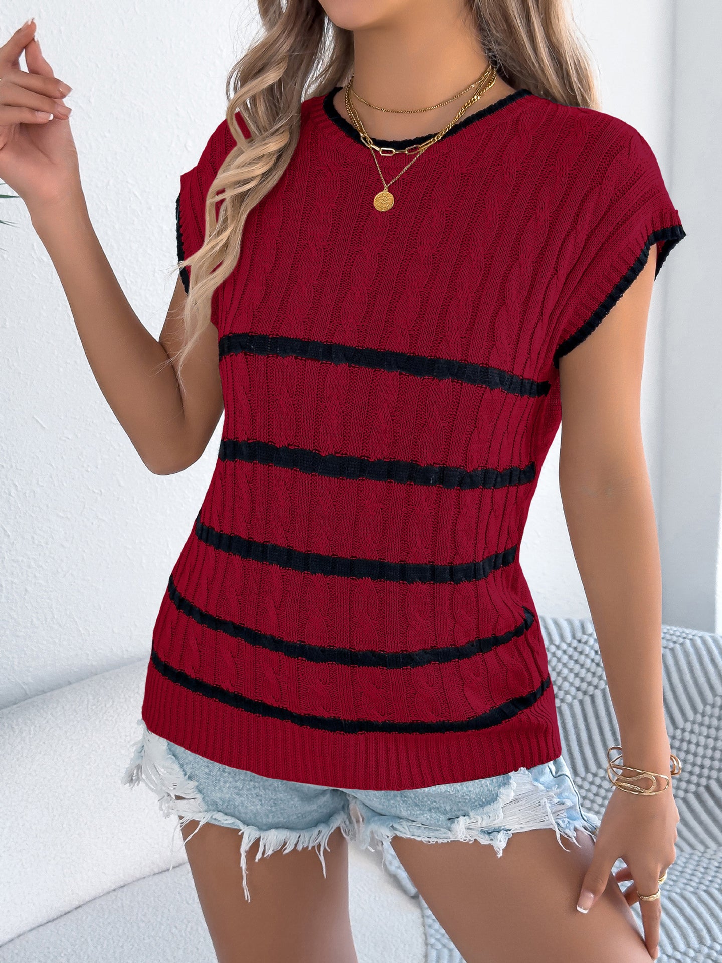 Self Design Striped Top