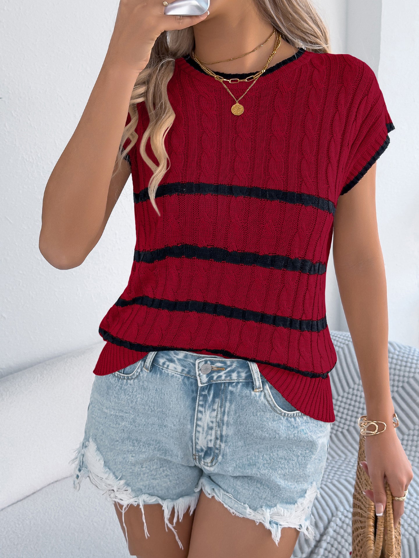 Self Design Striped Top