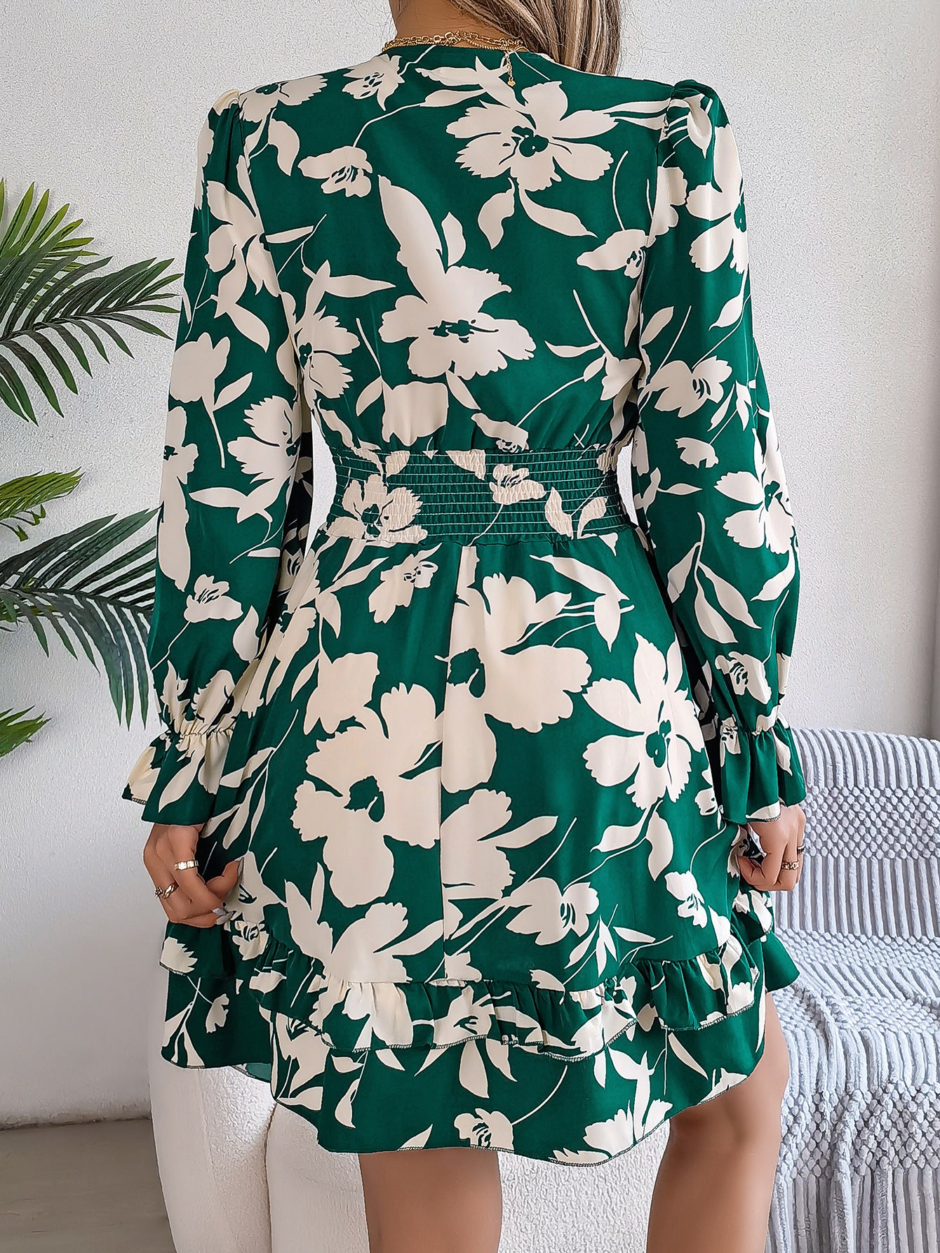 Floral Print Smocked Fit & Flare Dress