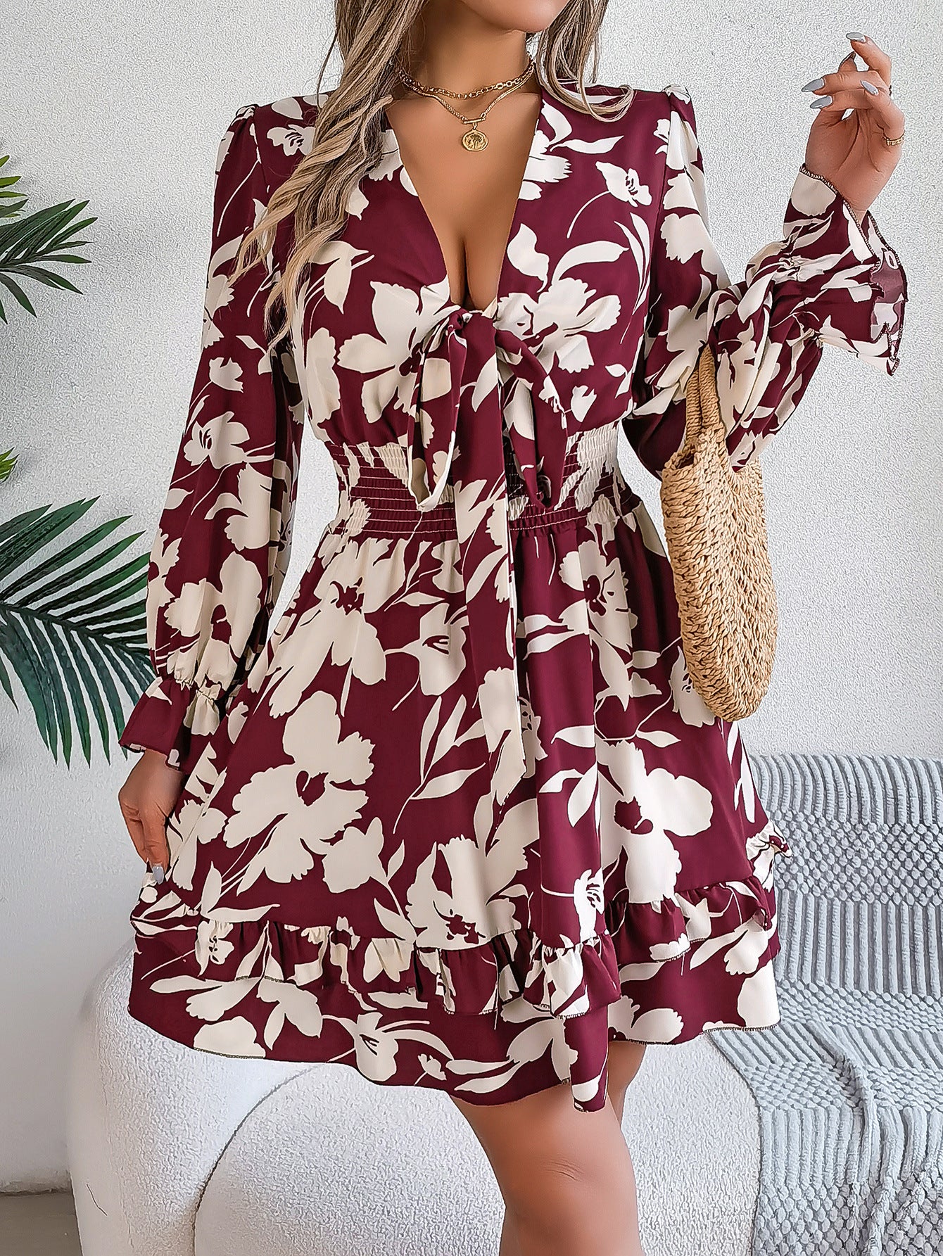 Puff Sleeve Fit & Flare Floral Dress