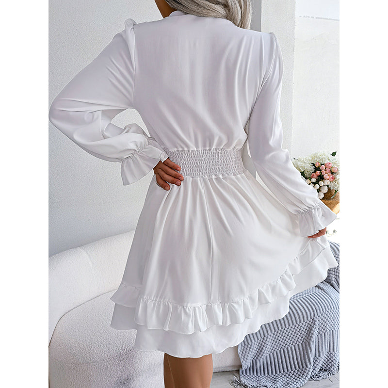 Solid Bell Sleeve Mini Dress