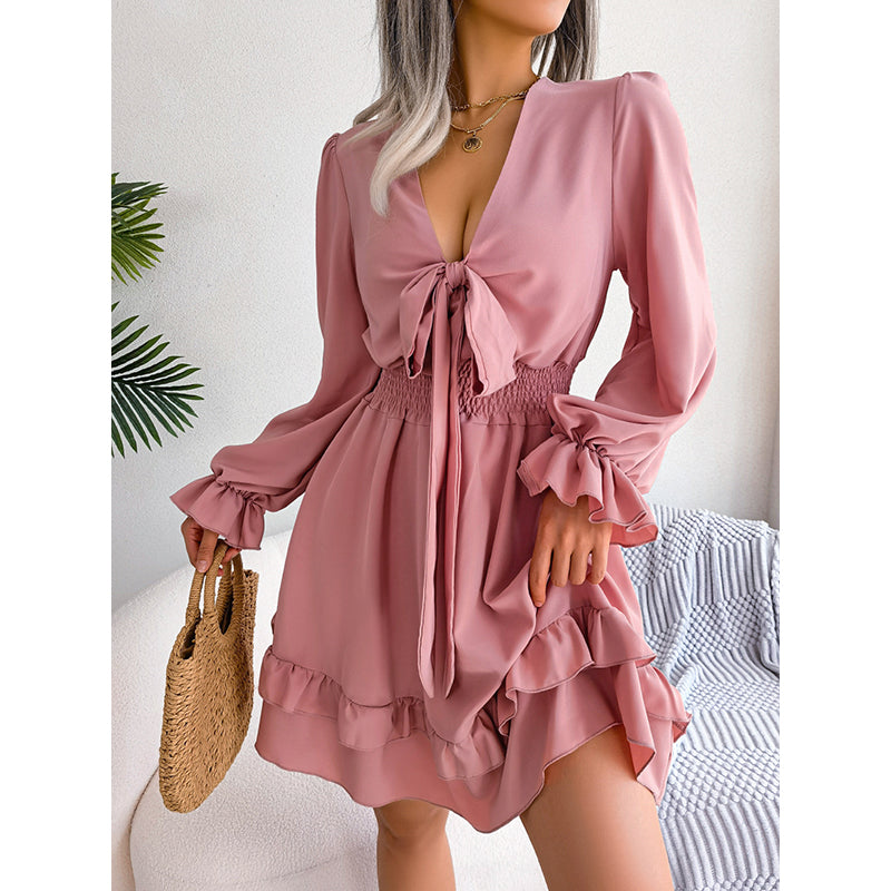 Long Sleeves Fit & Flare Mini Dress