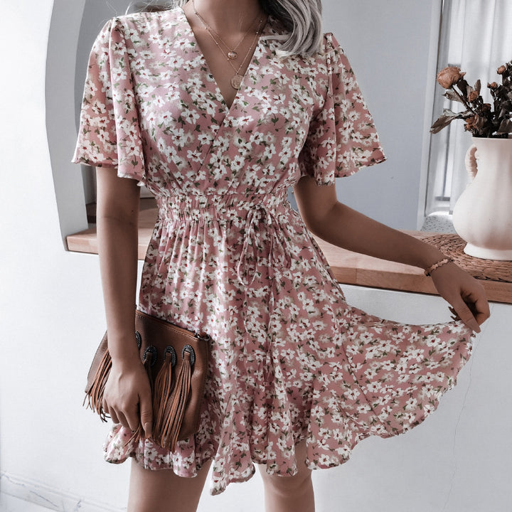 Women Flared Sleeve Floral Print Fit & Flare Dress