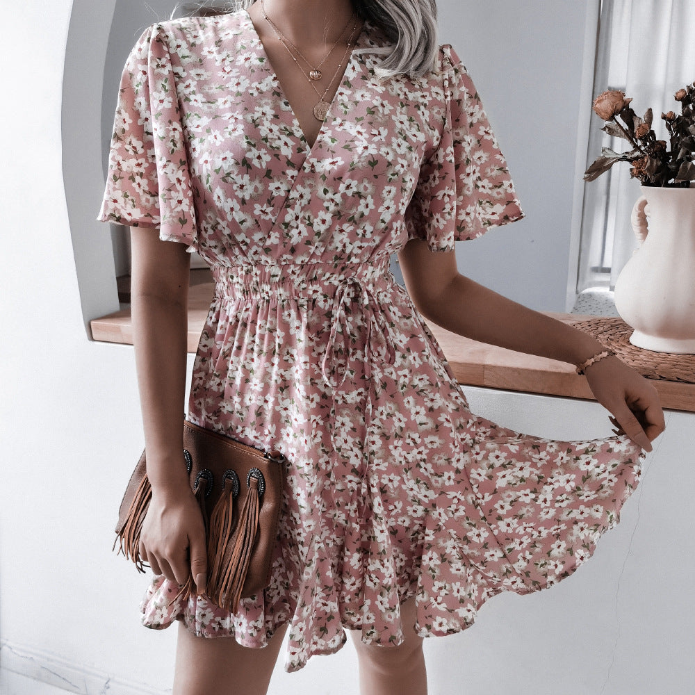 Women Flared Sleeve Floral Print Fit & Flare Dress