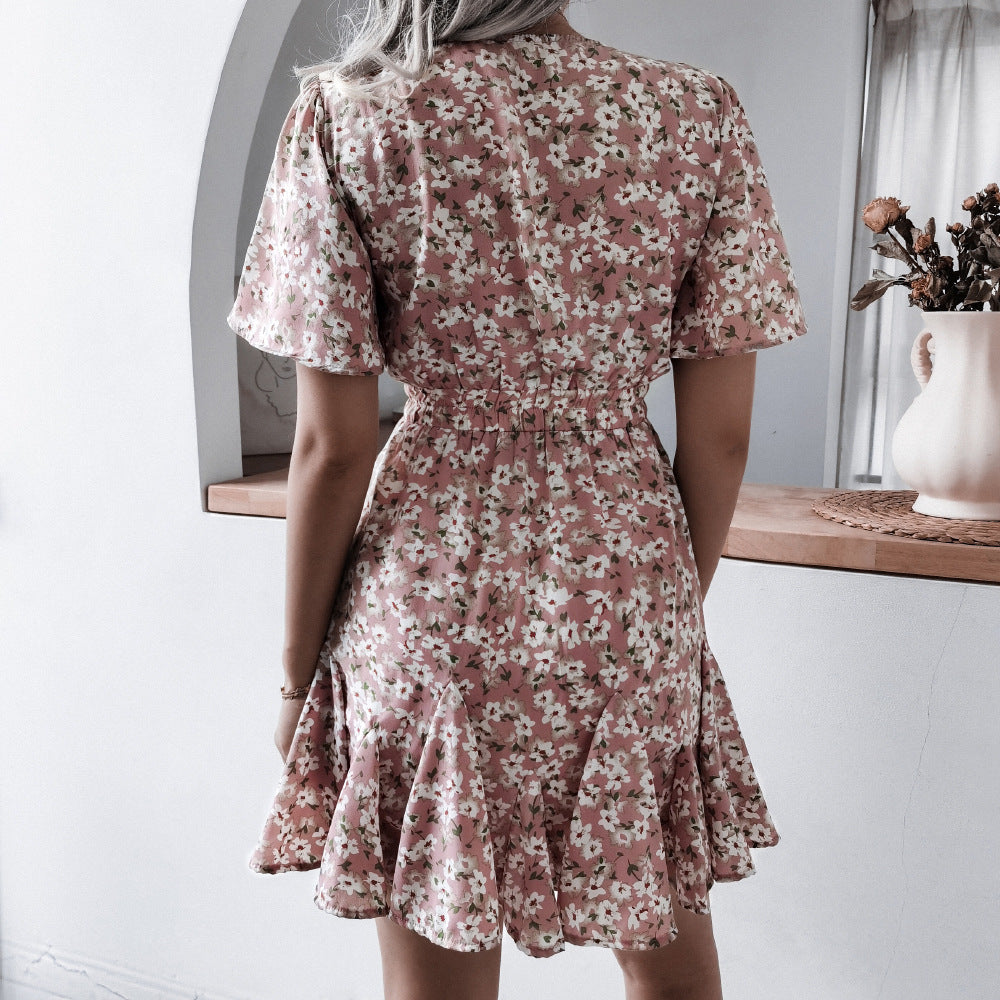 Women Flared Sleeve Floral Print Fit & Flare Dress
