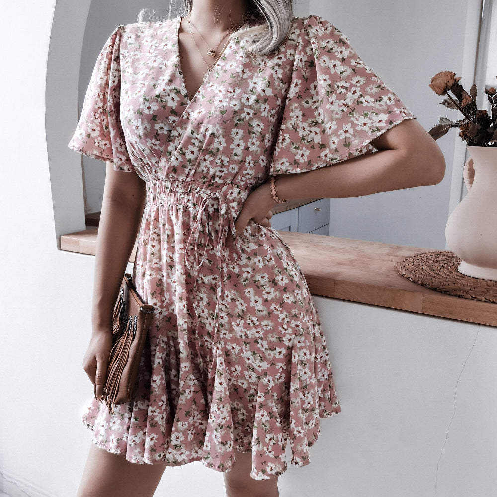 Women Flared Sleeve Floral Print Fit & Flare Dress