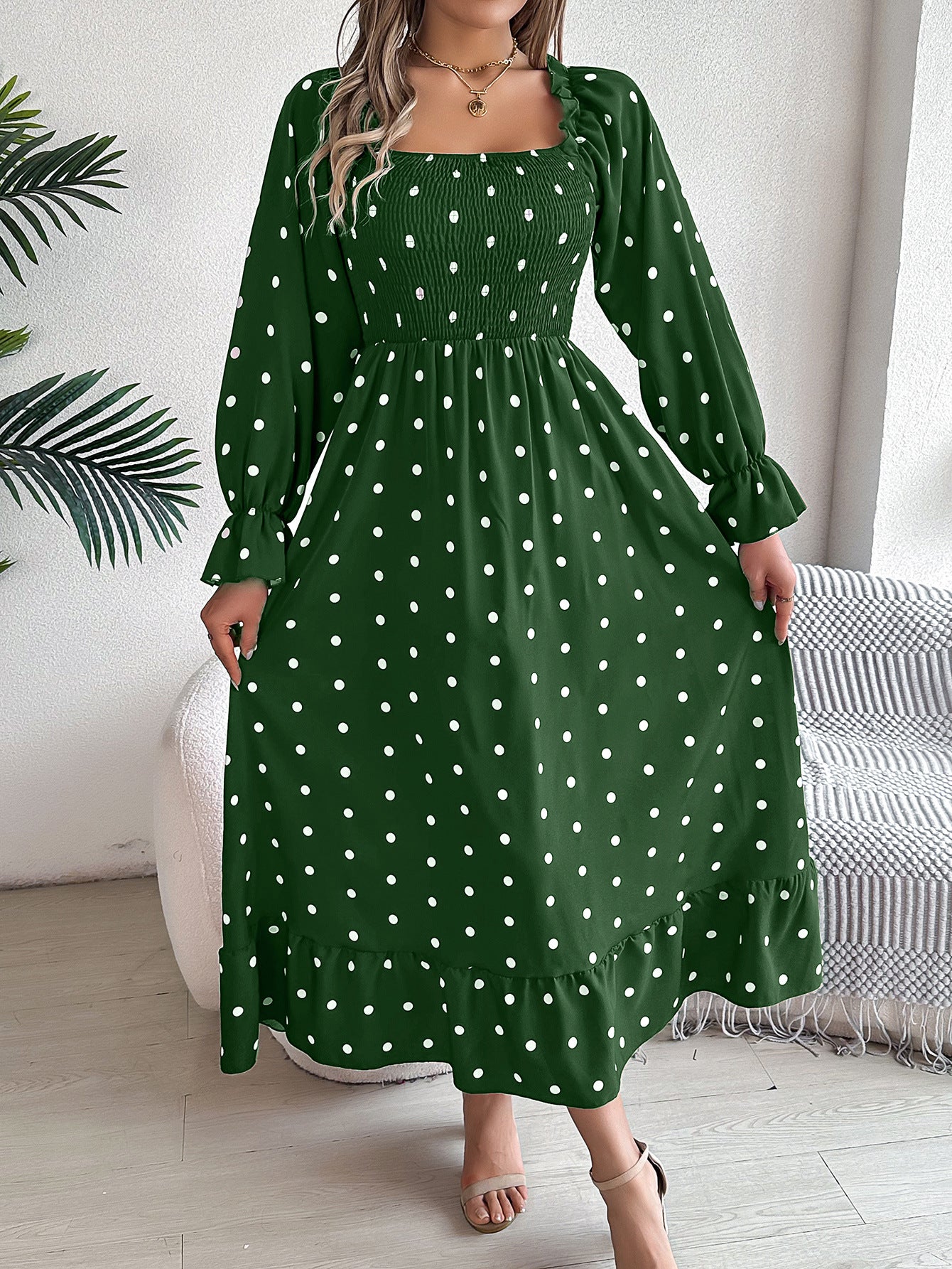 Polka Dot Fit & Flare Midi Dress