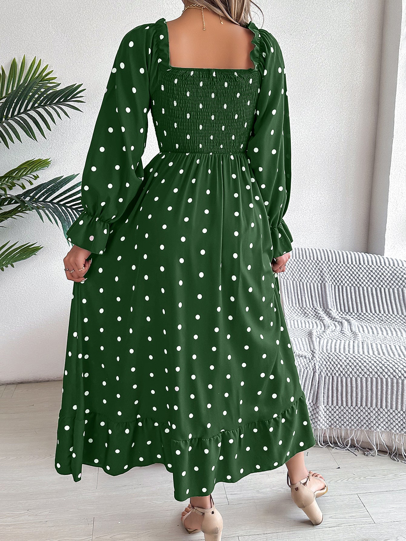 Polka Dot Fit & Flare Midi Dress