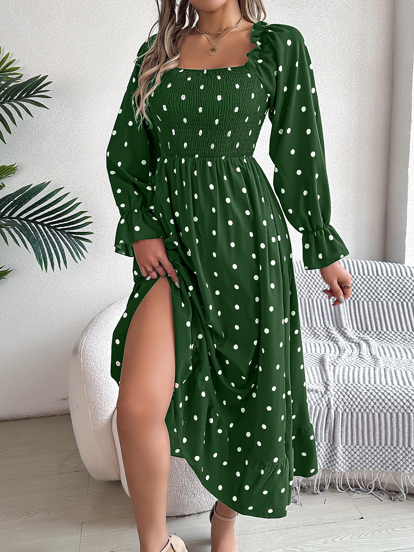 Polka Dot Fit & Flare Midi Dress