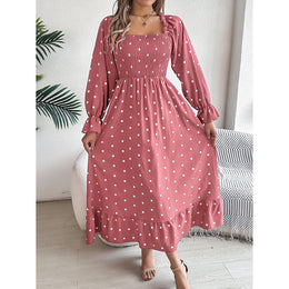 Pink Polka Dot Maxi Dress