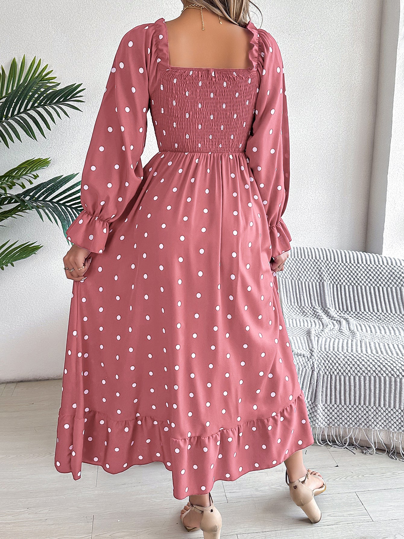 Pink Polka Dot Maxi Dress
