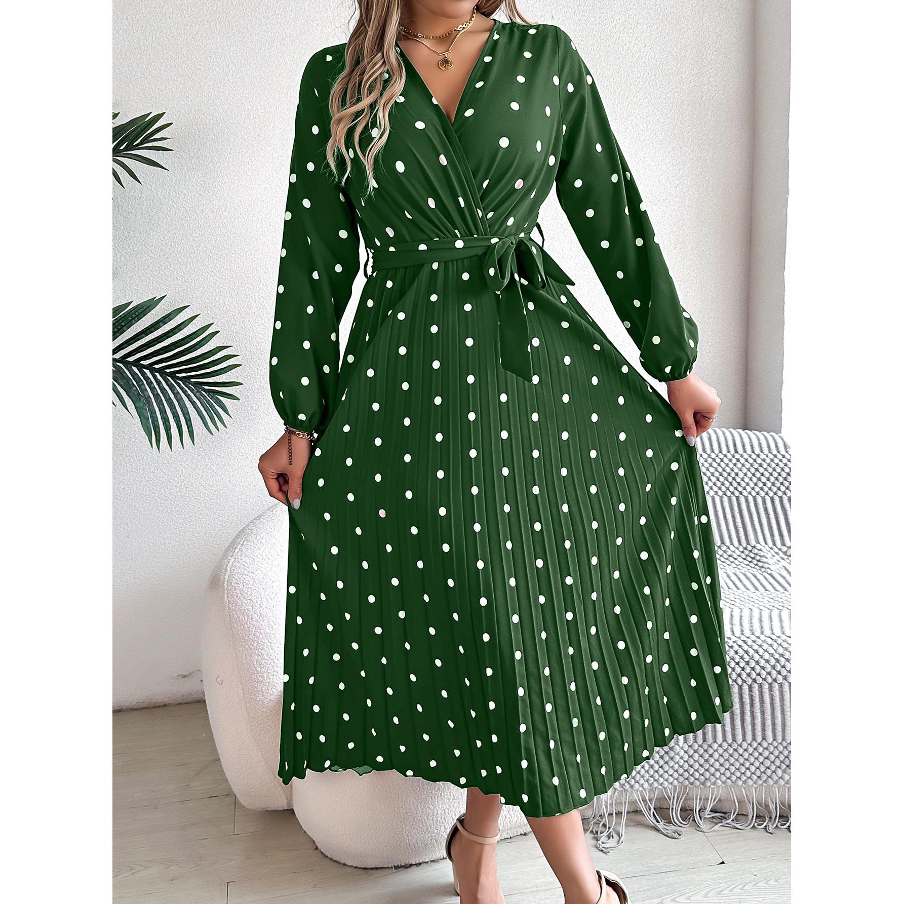 Polka Dot Printed Wrap Midi Dress