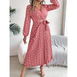 Polka Dot Print Wrap Maxi Dress