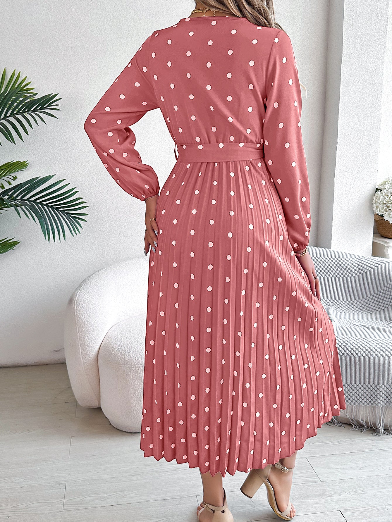 Polka Dot Print Wrap Maxi Dress