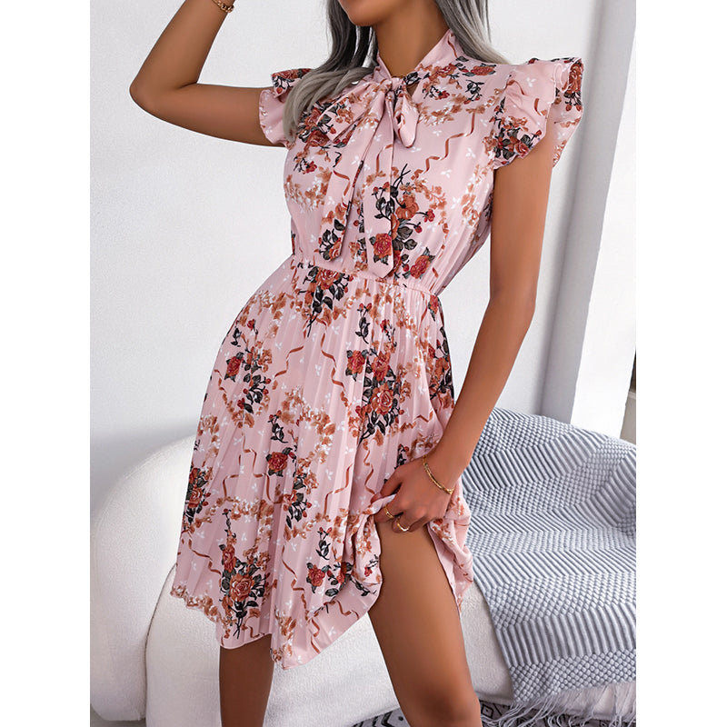 Pink Floral Printed Fit & Flare Dress