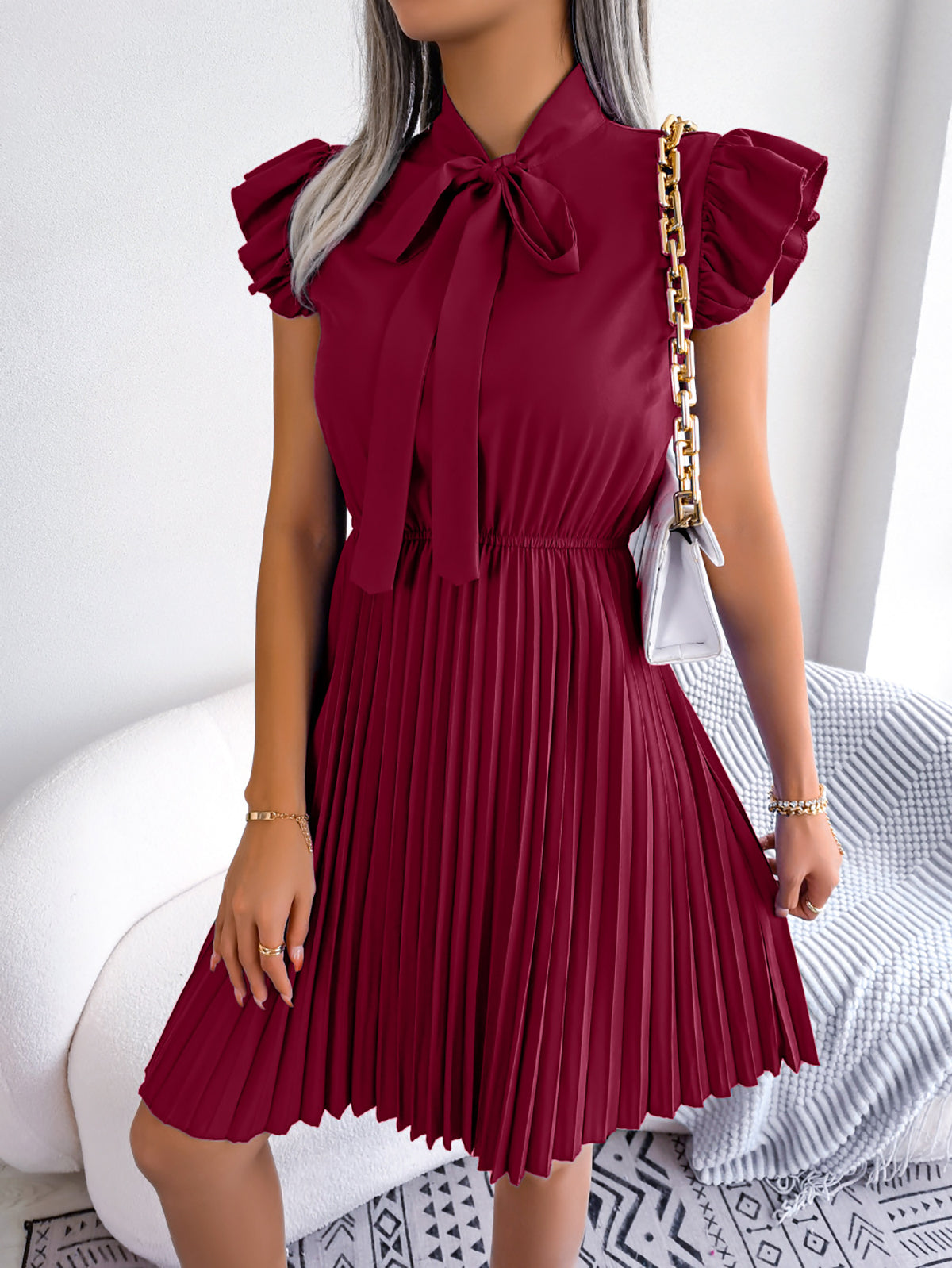 Puff Sleeve A-Line Midi Dress