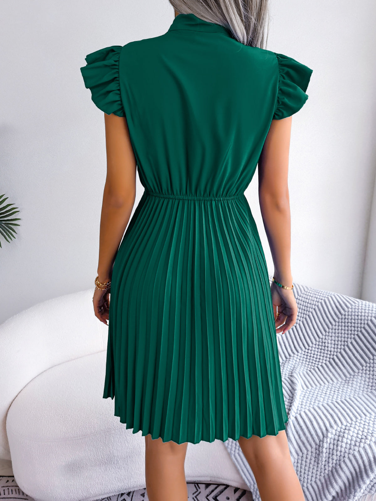 Puff Sleeve A-Line Midi Dress