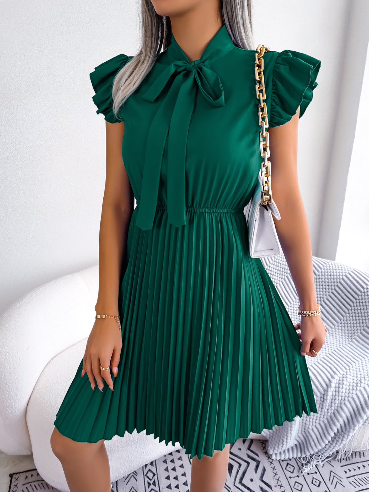 Puff Sleeve A-Line Midi Dress