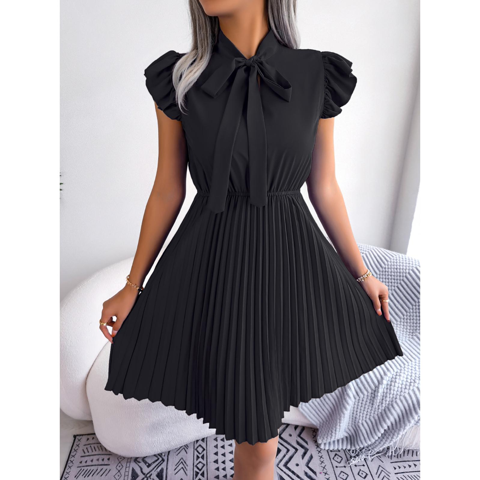 Puff Sleeve A-Line Midi Dress