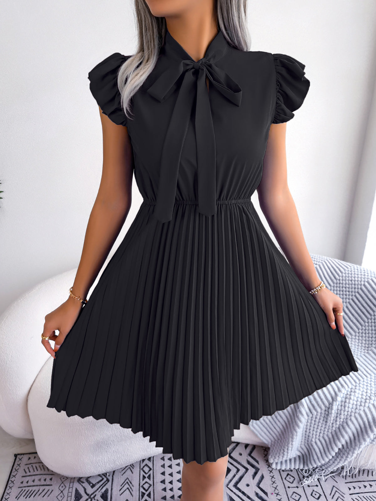 Puff Sleeve A-Line Midi Dress